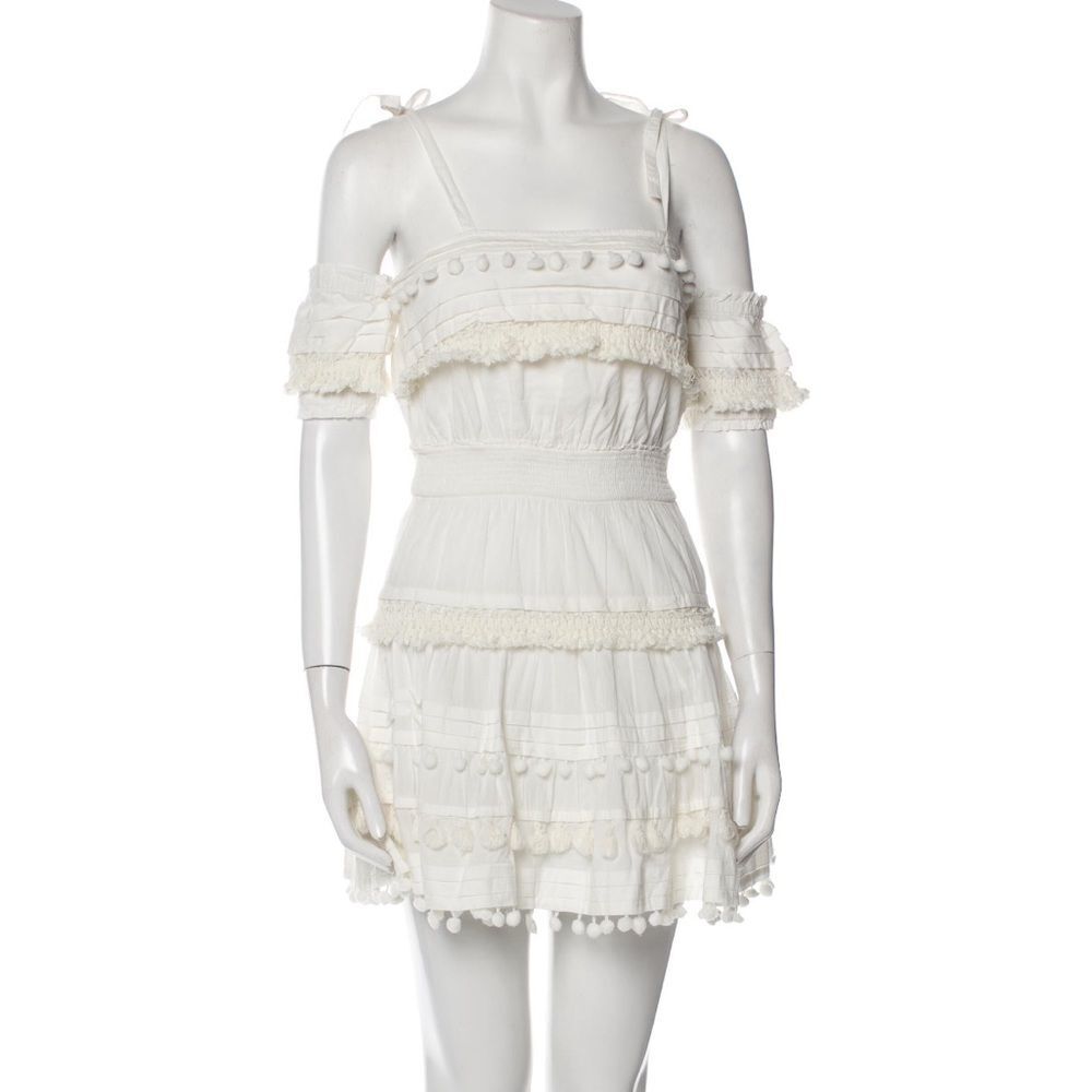 Intermix white fit and flare Pom dress